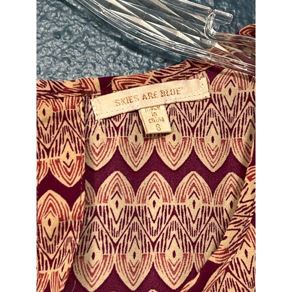 Geometric Print Cap Sleeve Blouse Small - Picture 2 of 7